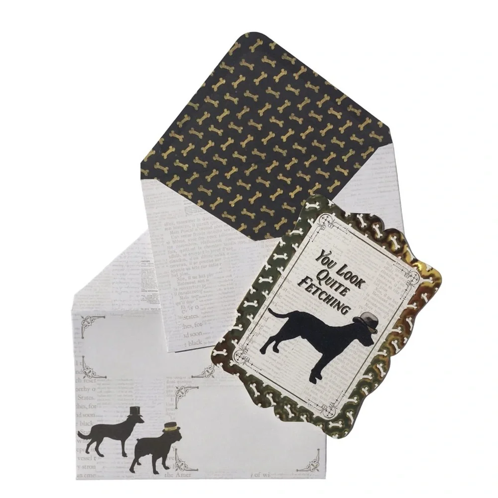 Punch Studio Fetching Dog Fancy Die-Cut Cards, Set of 10